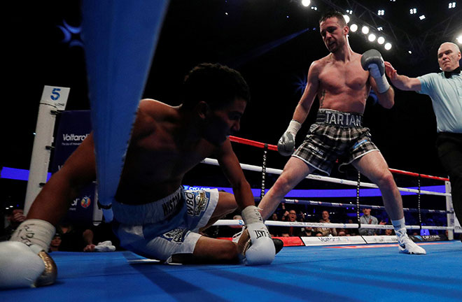 Josh Taylor finishes Winston Campos in three rounds. Photo Credit: Boxing News