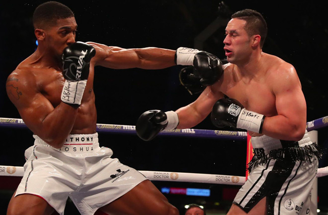 Joshua in his last fight in Cardiff, UK back in March 2018 against Joseph Parker. Photo Credit: Sky Sports.