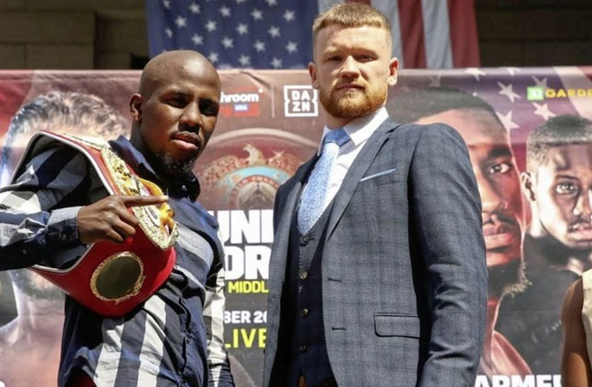 Farmer-Tennyson face off ahead of their fight this Saturday. Photo Credit: Irish News  