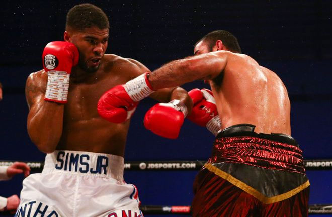 Anthony Sims secures stoppage win. Photo Credit: Sky Sports 