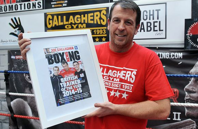 Joe Gallagher with one of his awards. Photo credit: manchestereveningnews.co.uk