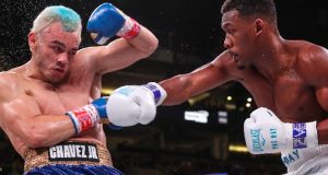 Julio Cesar Chavez Jr withdrew after five rounds allowing Daniel Jacobs to claim victory on Friday night in Arizona.