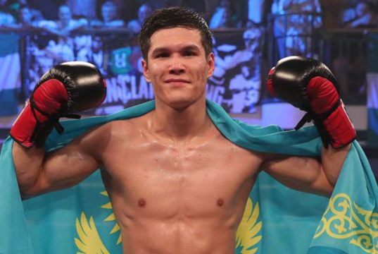 Olympic Gold medalist Daniyar Yeleussinov continues his charge against Alan Sanchez in Phoenix on Friday Credit: Sky Sports