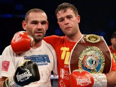 Danny Dignum and Alfredo Meli embraced after their WBO European Middleweight bout in Brentwood Credit: MTK Global