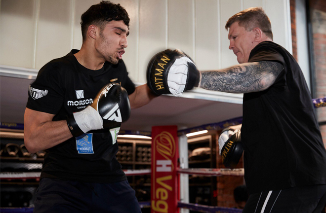 Ricky Hatton is guiding the career of Ibrahim Nadim, who fights on the same bill as Fiaz Credit: Matchroom Boxing