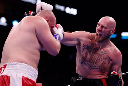 Robert Helenius produced a huge upset to stop Adam Kownacki in Brooklyn Credit: BT Sport Boxing