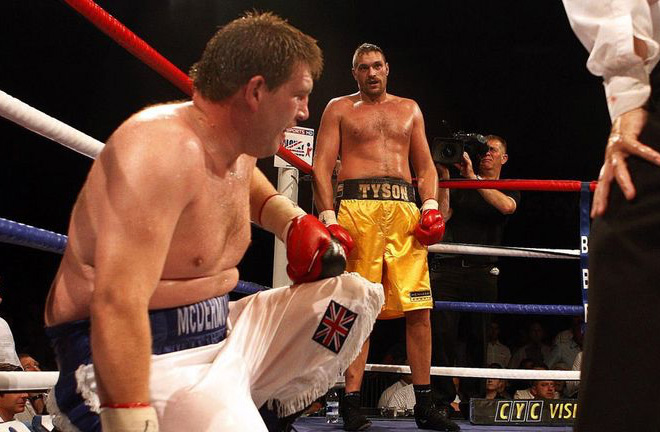 Tyson Fury and John McDermott during their rematch. Photo Credit: Sky Sports