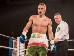 Ciaran McVarnock during one of his 11 professional bouts. Photo Credit: Belfast Live