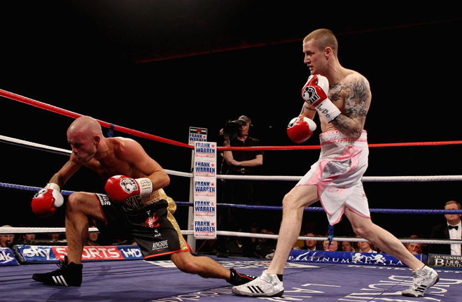 Nicky Cook slipped a disc in the first round against Ricky Burn in what would be his final bout. Photo Credit: Bad Left Hook