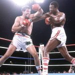 Larry Holmes facing Gerry Cooney in a bout that saw both men received their highest payday. Photo Credit: The Fight City