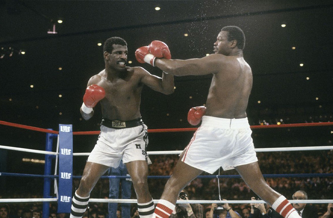 Larry Holmes lost for the first time to Michael Spinks as he was on the verge of matching Rocky Marciano's 49-0 record. Photo Credit: Bad Left Hook