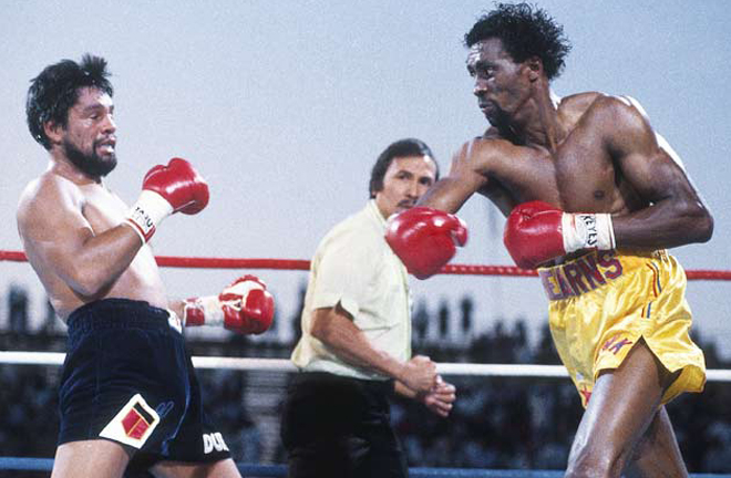 Thomas Hearns brutally stopped Durán inside two rounds at Caesars Palace in 1984 Photo Credit: Boxrec