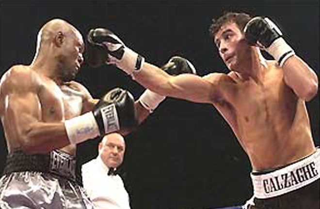 Calzaghe climbed off the canvas for the first time in his career to beat Byron Mitchell in two rounds in 2003 Photo Credit: BBC Sport
