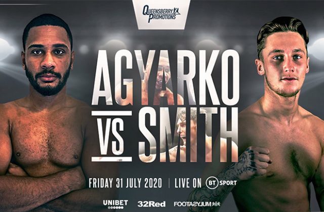 Caoimhin Agyarko will take on Jez Smith live from the BT Studio on Friday night in the third of Frank Warren's post-lockdown summer series. Photo Credit: Frank Warren