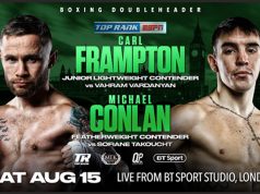 Carl Frampton and Michael Conlan return to the ring on August 15 Photo Credit: Top Rank