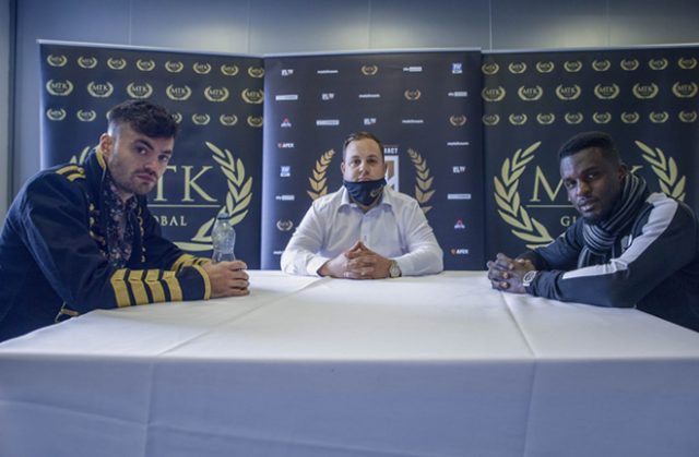 Tyrone McKenna clashes with arch-rival Ohara Davies in the Golden Contract final on Wednesday Photo Credit: Scott Rawsthorne / MTK Global