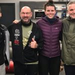 McGowan and Savannah Marshall with their coaches ahead of McGowan’s Dubai Date. Photo Credit: Twitter / @macaulaymcgowan