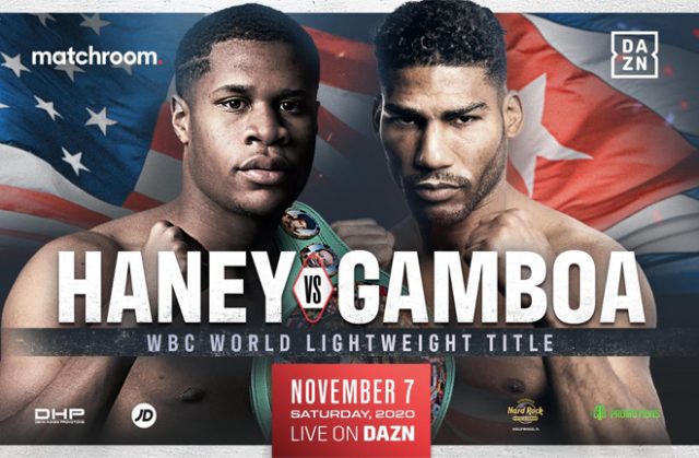 Devin Haney makes a second defence of his WBC Lightweight world title against Yuriorkis Gamboa on November 7 Photo Credit: Matchroom Boxing