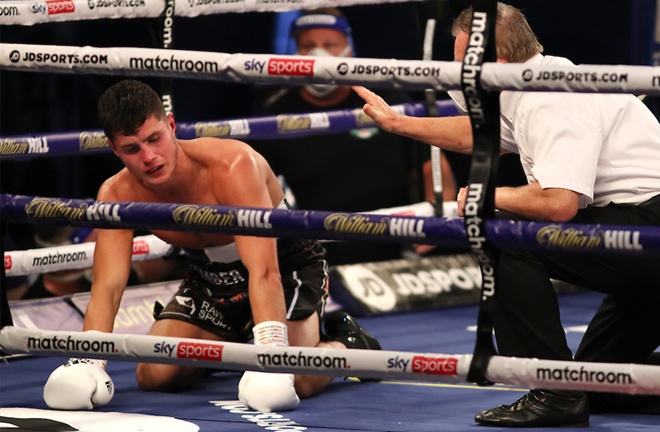Joe Laws was knocked down three times in a shock first defeat to Rylan Charlton Photo Credit: Mark Robinson/Matchroom Boxing