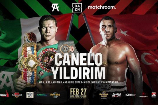 Canelo Alvarez defends his unified Super Middleweight titles against Avni Yildirim on February 27 in Miami Photo Credit: Matchroom Boxing