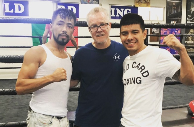 Khademi trains with Freddie Roach at the famous Wild Card gym in California. Photo: Instagram @kaisykhademi