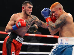 Jo Jo Diaz and Shavkat Rakhimov were held to a majority draw as the IBF Super Featherweight title remained vacant Photo Credit: Tom Hogan-HoganPhotos/Golden Boy Promotions