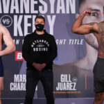 Johnny Fisher (L) weighed in ahead of his professional debut against Matt Gordon (r) Photo Credit: Mark Robinson/Matchroom Boxing