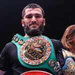 Artur Beterbiev retained his WBC and IBF Light Heavyweight titles with a tenth round stoppage of Adam Deines in Moscow Photo Credit: Top Rank