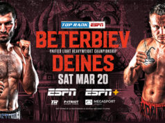 Artur Beterbiev ends a 17 month absence to finally defend his unified Light Heavyweight world titles against Adam Deines on Saturday night in Moscow