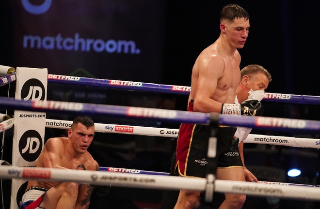 Chris Billam-Smith dropped Vasil Ducar twice on route to claiming the WBA Continental Cruiserweight title Photo Credit: Dave Thompson/Matchroom Boxing