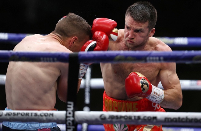 Anthony Fowler stopped the brave Adam Harper for the last time. Photo: Mark Robinson/Matchroom Boxing