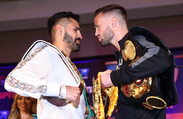 Jose Ramirez and Josh Taylor clash for all the belts at 140lbs in Las Vegas on Saturday night Photo Credit: Mikey Williams/Top Rank via Getty Images