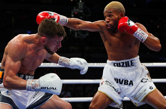 Martin J Ward was beaten by Azinga Fuzile in their IBF Super Featherweight final eliminator Photo Credit: Ed Mulholland/Matchroom