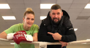 April Hunter alongside manager and former world champion, Tony Bellew Photo Credit: Instagram @aprilhunterboxing