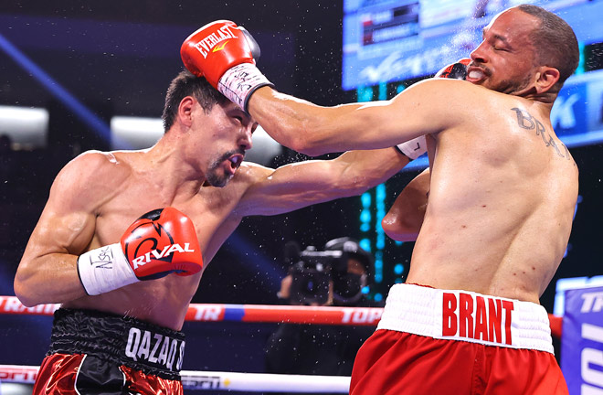 Zhanibek Alimkhanuly beat former Middleweight world champion, Rob Brant Photo Credit: Mikey Williams/Top Rank via Getty Images