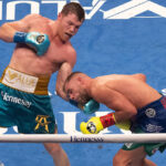 Canelo caught Saunders with an uppercut which broke his eye socket Photo Credit: Michael Owens/Matchroom