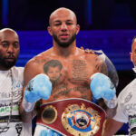 Lyndon Arthur celebrates with his team after beating Davide Faraci at the Royal Albert Hall Photo Credit: Round ‘N’ Bout Media/Queensberry Promotions