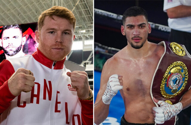 Hamzah Sheeraz can reach Canelo Alvarez's level, says his coach Ricky Funez.  Photo: Michelle Farsi/Matchroom/Round 'N' Bout Media/Queensberry Promotions