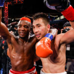 Chris Colbert (L) claimed a unanimous decision win over Tugstsogt Nyambayar (R) in Carson on Saturday Photo Credit: Esther Lin/SHOWTIME