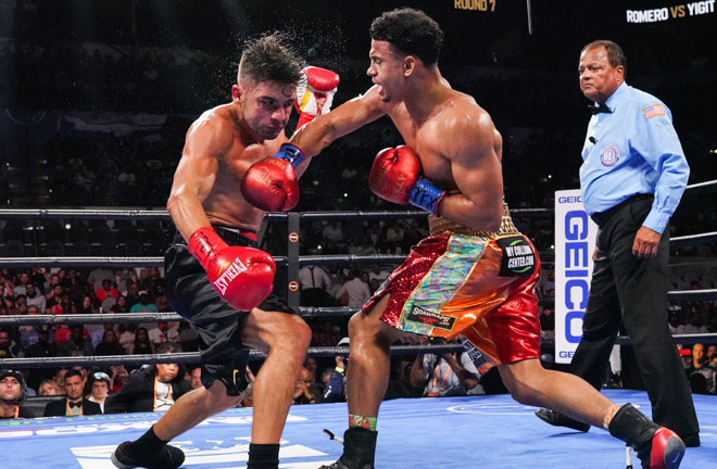 Romero secured his 14th straight win and 12th knockout against Yigit Photo Credit: Sean Michael Ham/TGB Promotions