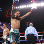 Franco celebrates at the end of the fight Photo Credit: Mikey Williams/Top Rank via Getty Images