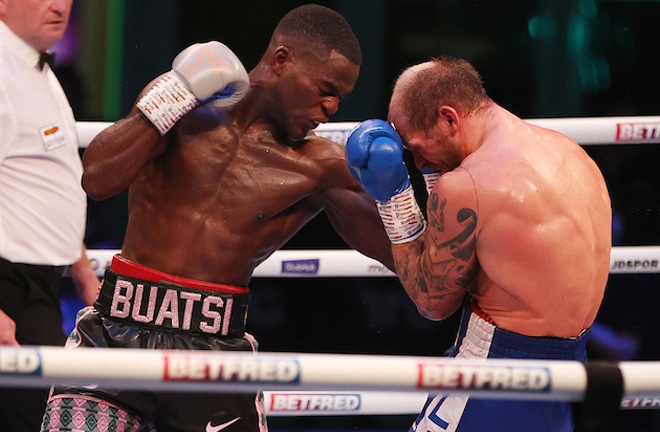 Buatsi stopped Bolotniks in the eleventh round at Fight Camp Photo Credit: Mark Robinson/Matchroom Boxing