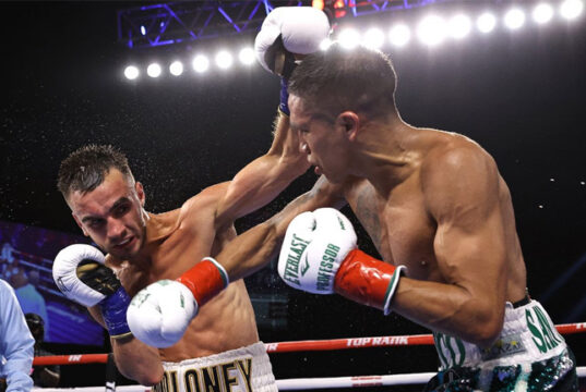 Joshua Franco beat Andrew Moloney by unanimous decision in their trilogy in Tulsa on Saturday Photo Credit: Mikey Williams/Top Rank via Getty Images