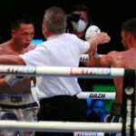 Wood dropped and stopped Can in the final round Photo Credit: Ian Walton/Matchroom Boxing