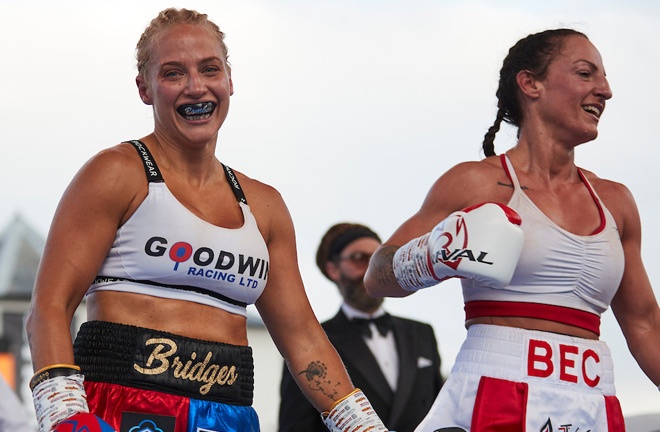 Ebanie Bridges stopped Bec Connolly at Fight Camp Photo Credit: Mark Robinson/Matchroom Boxing