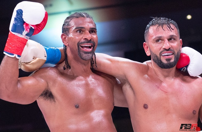 Haye and Fournier embrace after their fight Photo Credit: Pro Boxing Fans