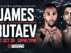 Jamal James defends his WBA 'regular' welterweight title against Radzhab Butaev in Las Vegas this Saturday night