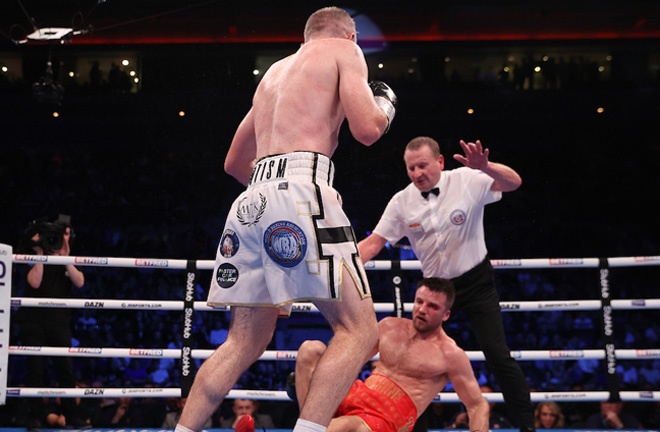 Smith dropped Fowler again in the eighth and the fight was stopped Photo Credit: Mark Robinson/Matchroom Boxing