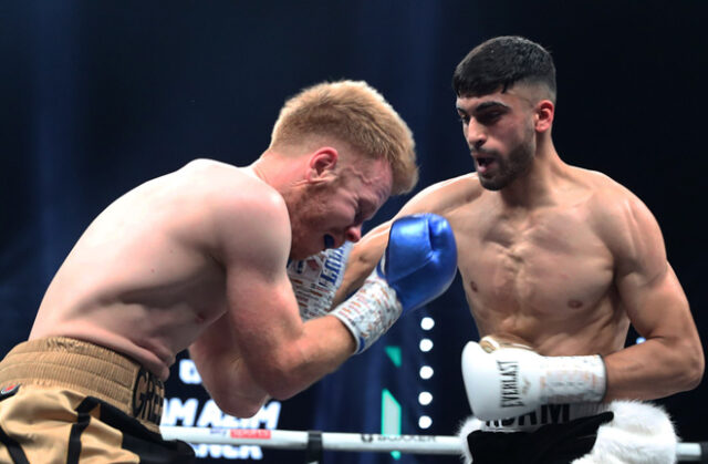 Adam Azim defeated Stu Greener in two rounds on Saturday's BOXXER Bill Photo: Lawrence Lustig/BOXXER