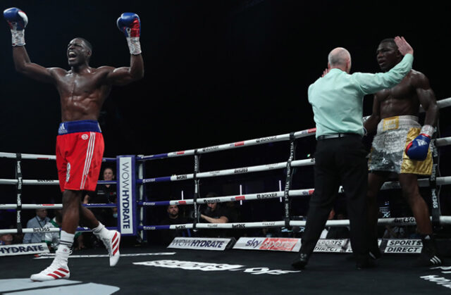 On Saturday night, Richard Riakporhe defeated Olanrewaju Durodola in five rounds to win the WBC silver cruiserweight title.  Photo: Lawrence Lustig/BOXXER